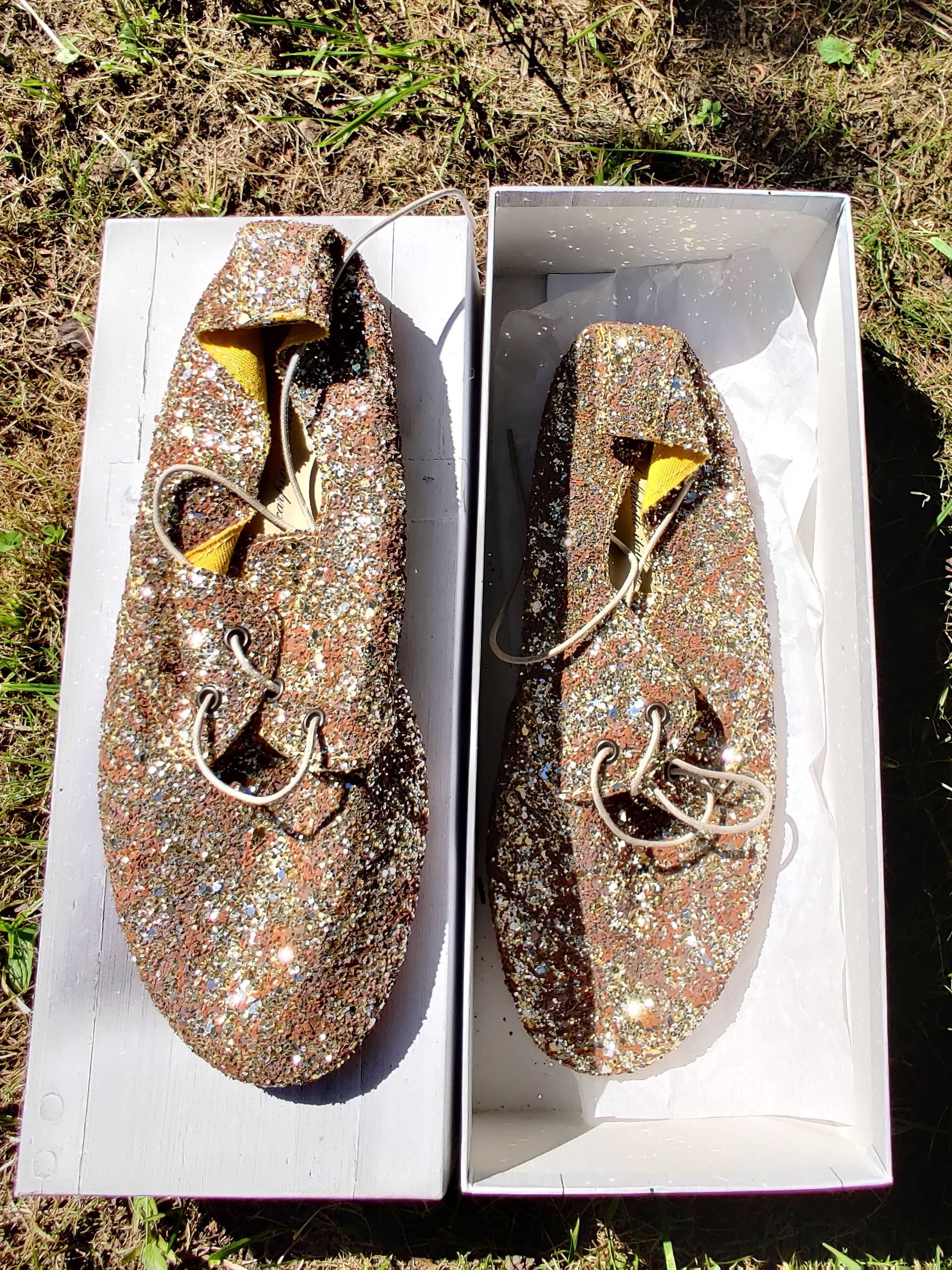 Anniel 36 nowe buty złote glitter