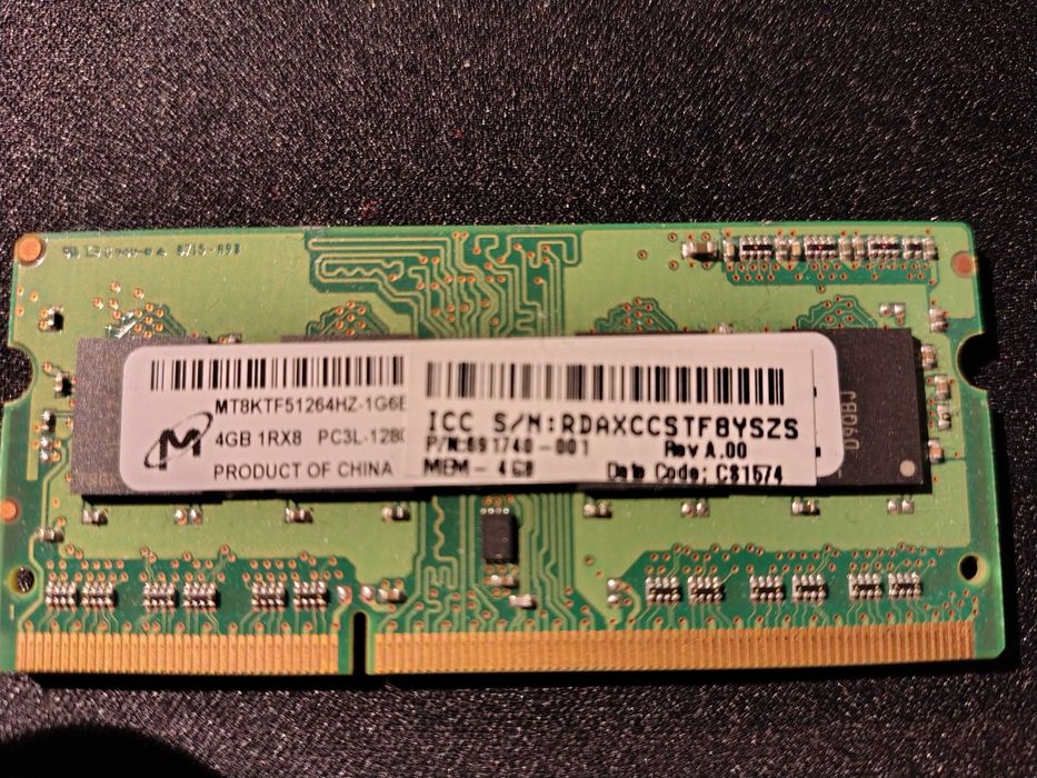 Pamięć RAM MICRON 4GB DDR3 So-Dimm 1600MHz MT8KTF51264HZ-1G6E1