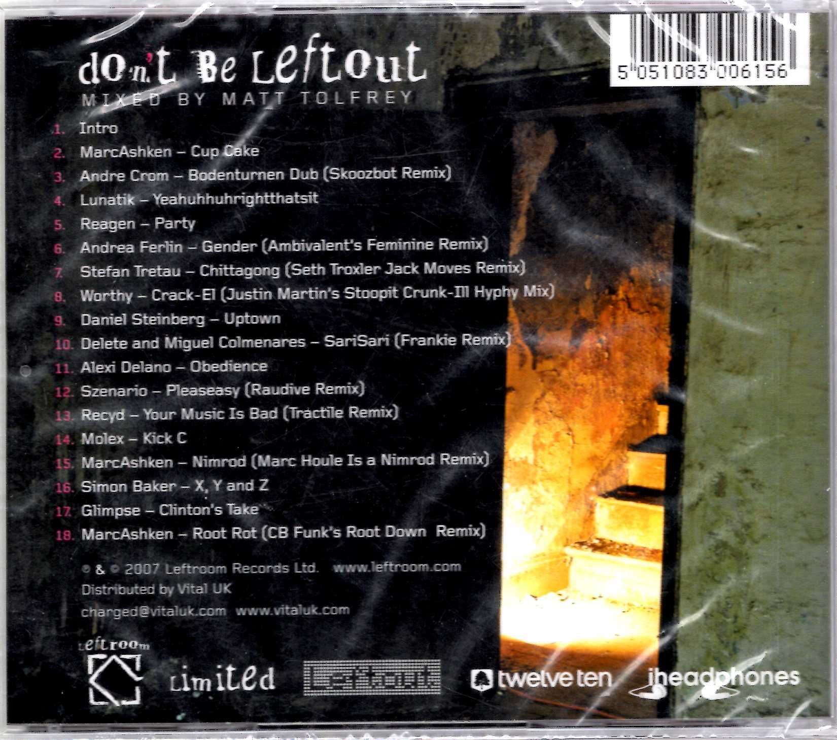 Don't Be Leftout Mixed By Matt Tolfrey (CD)
