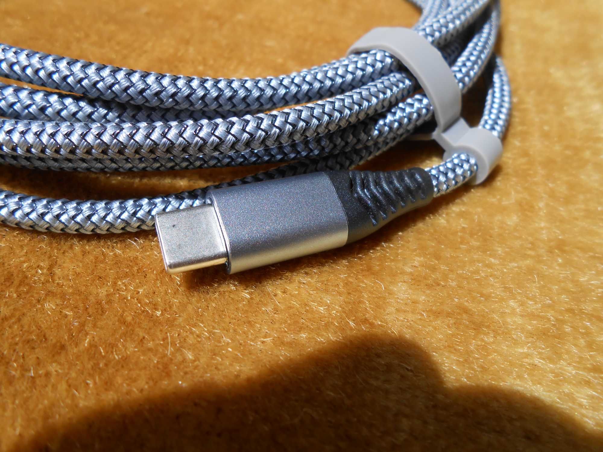 США Прочный плетеный USB-C to USB-C кабель с алюминиевыми коннекторами