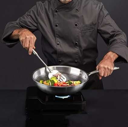 Великий вок з нержавіючої сталі 34, китайська сковорідка 34см вок wok