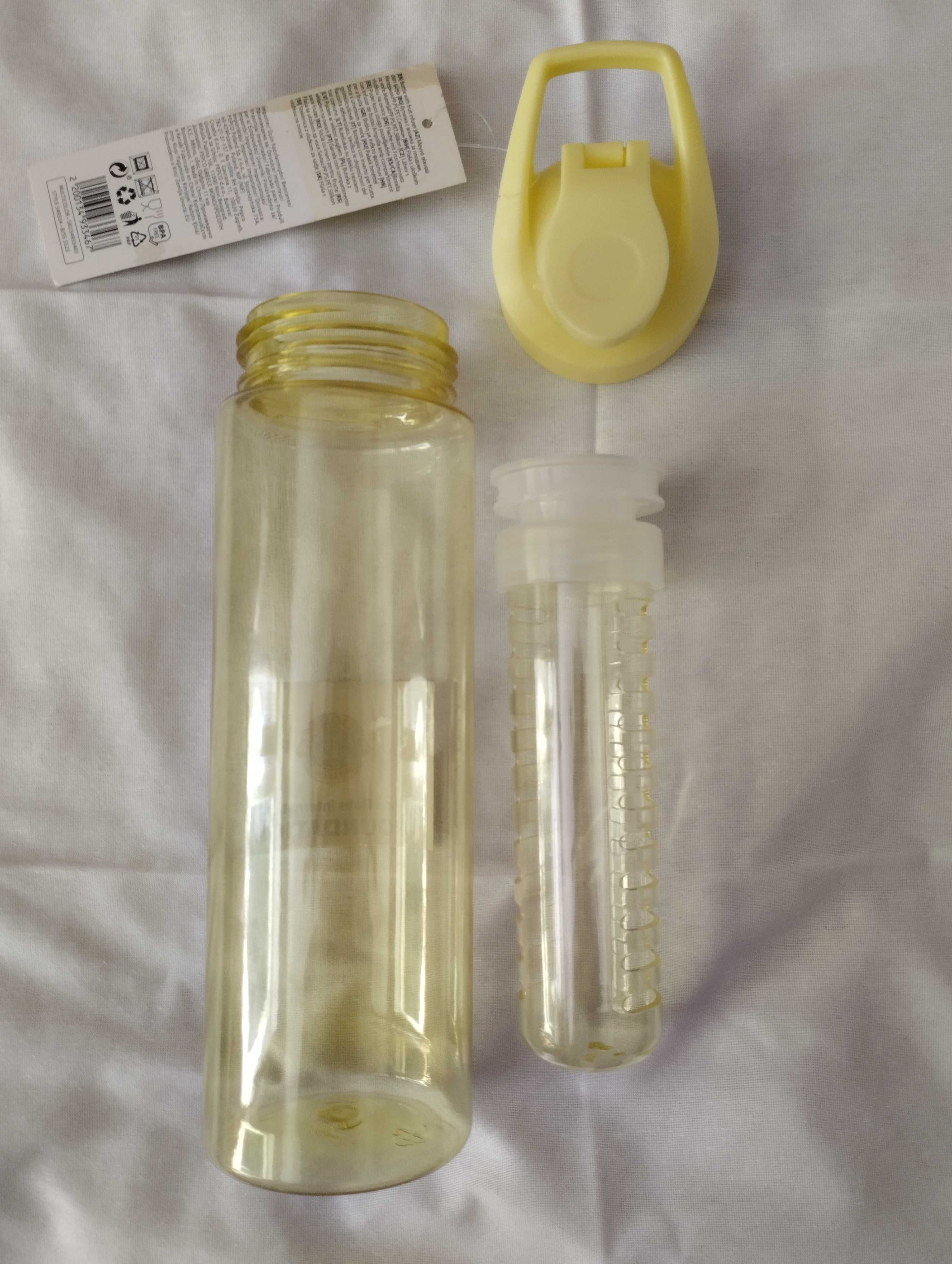 NOWA Butelka na wodę, żółty, 800 ml .  Bidon z infuserem 800 ml