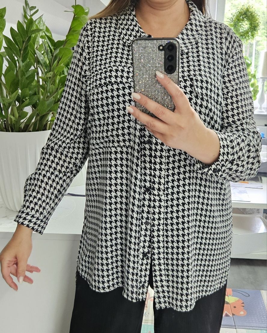 Czarno Biała koszula pepitka Tu 20 l-xxl