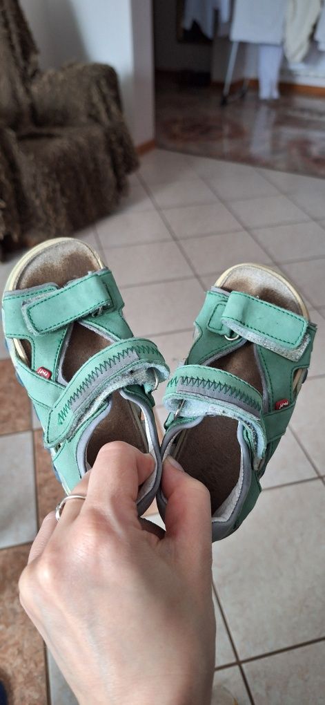 Sandałki sandały dziecięce emel zielone skórzane 25