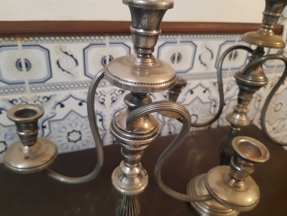 Par 2 castiçais, casquinha, vintage, excelente estado de conservação