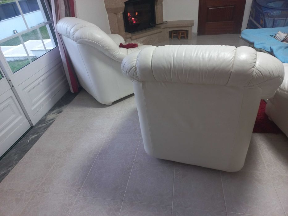 Conjunto completo de Sofás em Pele genuína