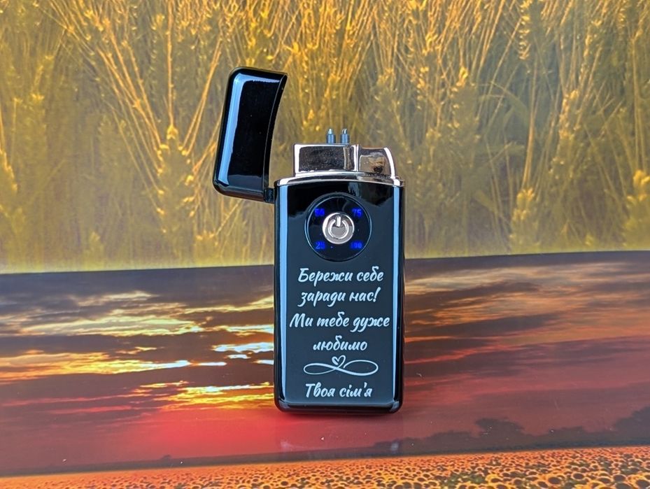 Турбо запальничка з гравіюванням. Зажигалка USB+газ