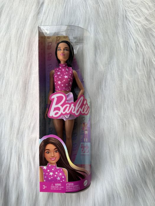 Nowa Barbie Fashionistas #215 Lalka Różowa koszulka w gwiazdki