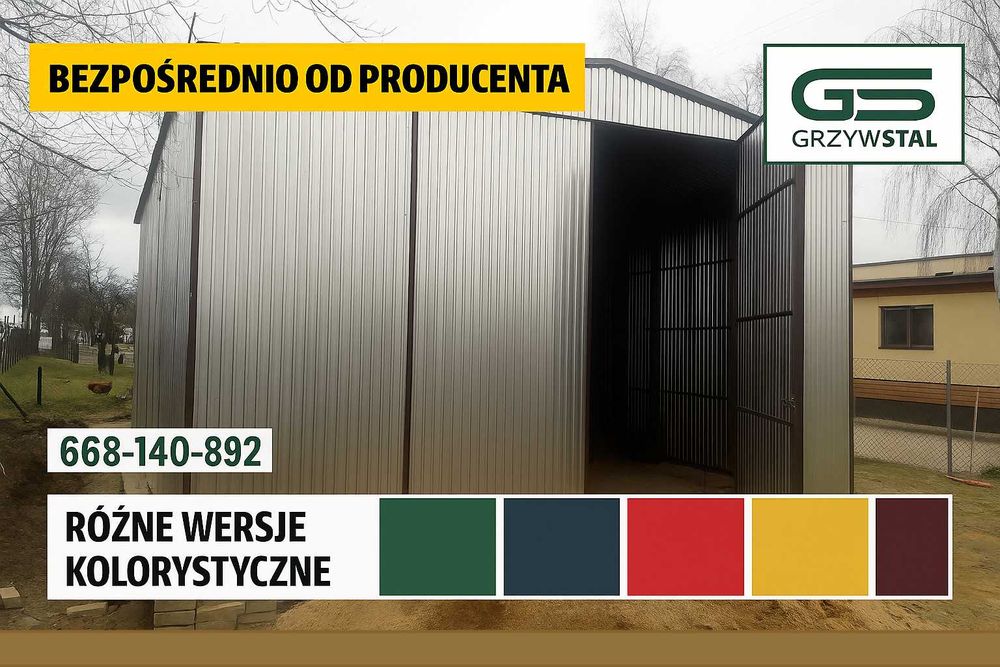 Garaż blaszany OCYNKOWANY - Magazyn Wiata - Hala Stalowa – GRZYWSTAL