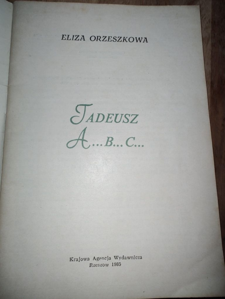 Książka Tadeusz abc Eliza Orzeszkowa
