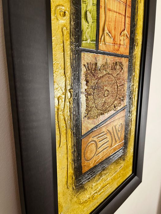 Tela originária de Moçambique, emoldurada, perfeito estado