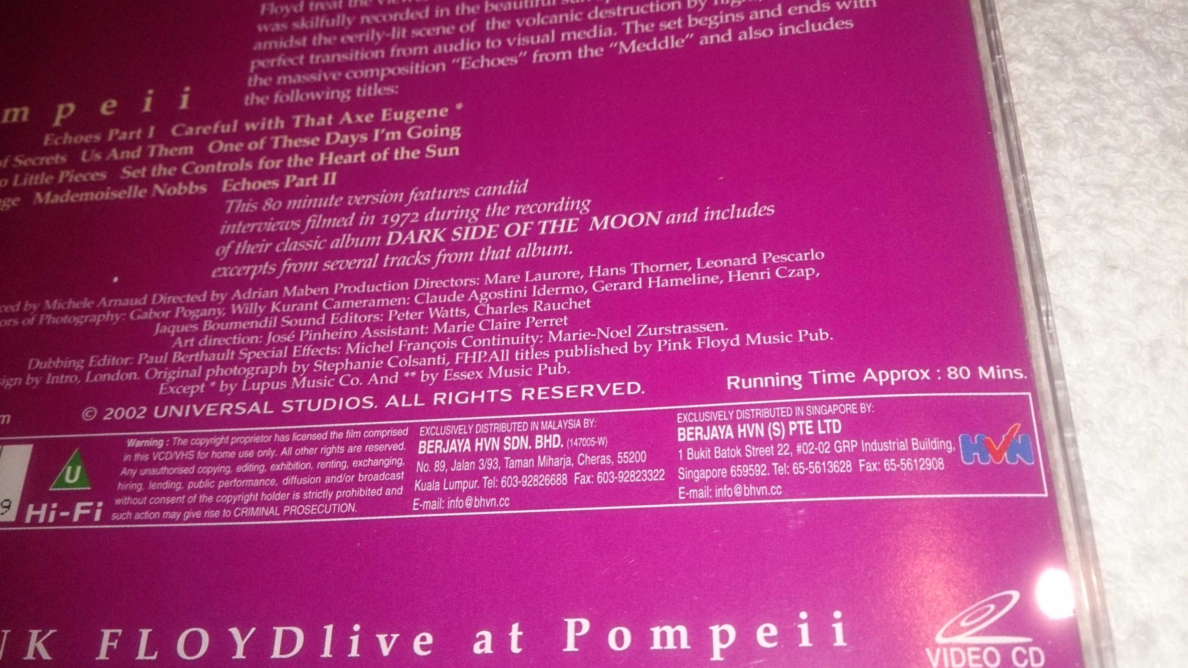 pink floyd: live at pompeii (video cd duplo) raro