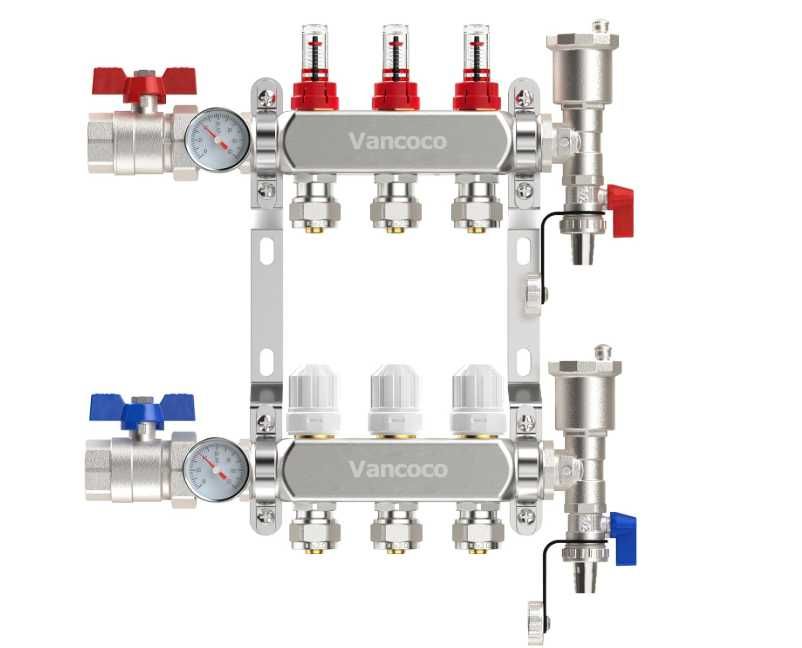 Rozdzielacz ogrzewania podłogowego ze stali nierdzewnej 3 Sekcje EO.76