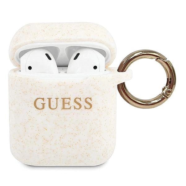 Etui Guess Silicone Glitter na AirPods 1/2 - białe