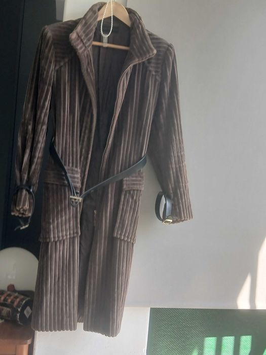 Casaco comprido Veludo Verde Acastanhado Purification Garcia