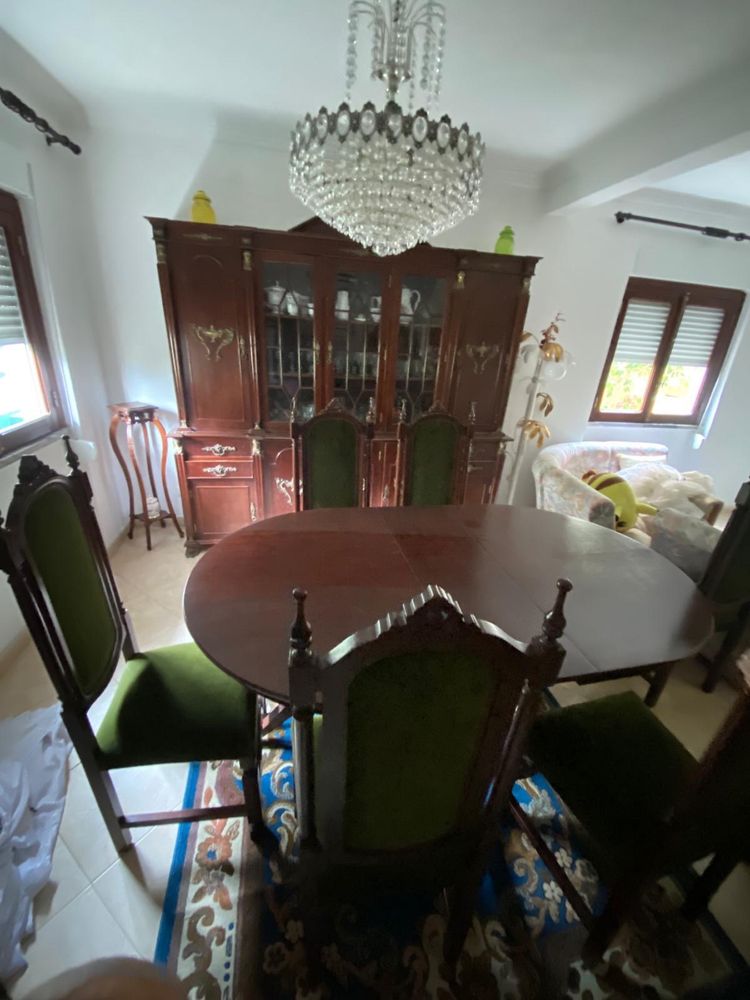 Mobília de sala antiga em madeira maciça – excelente estado