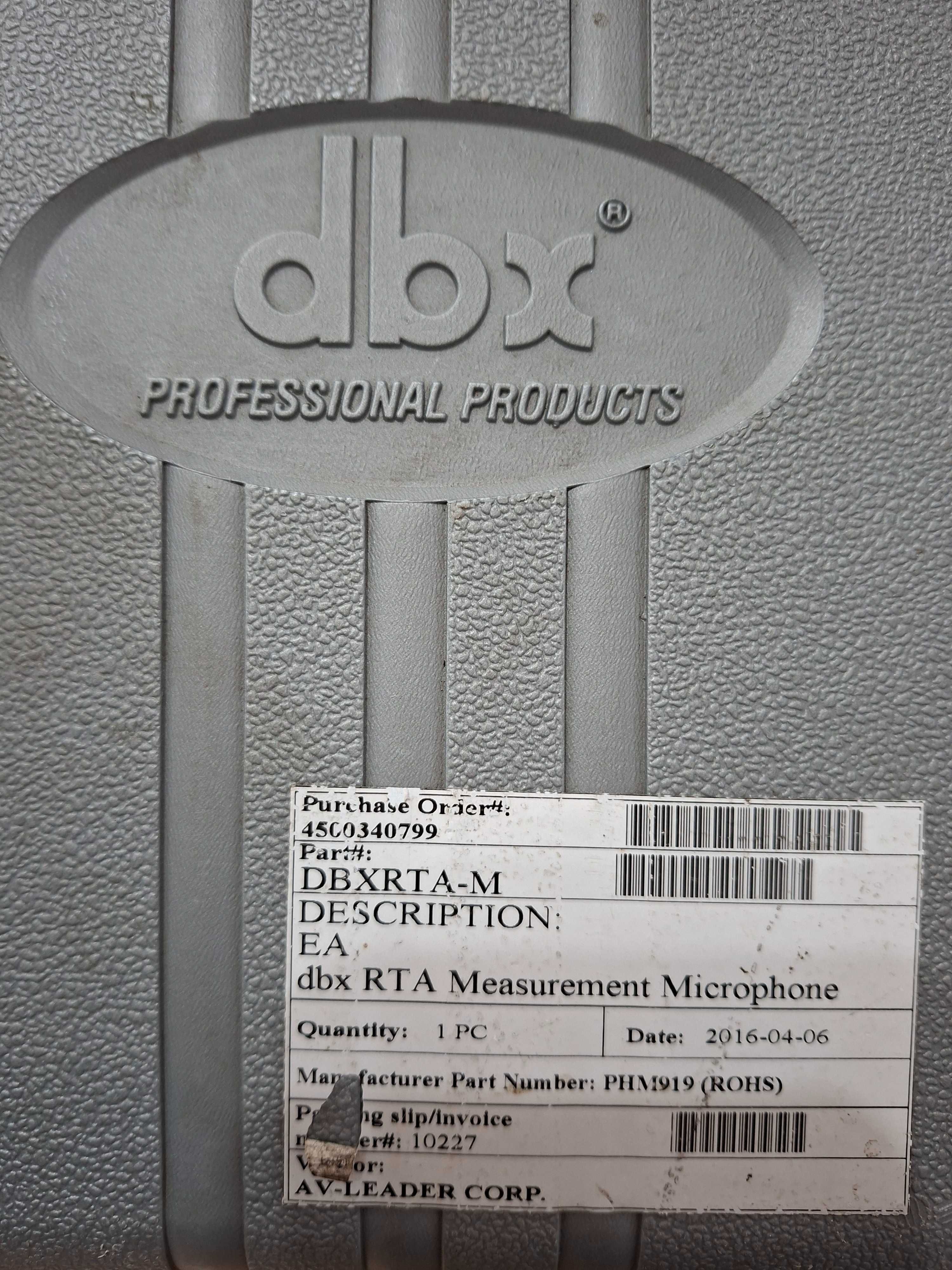 Mikrofon pomiarowy DBX RTA-M + walizka + uchwyt