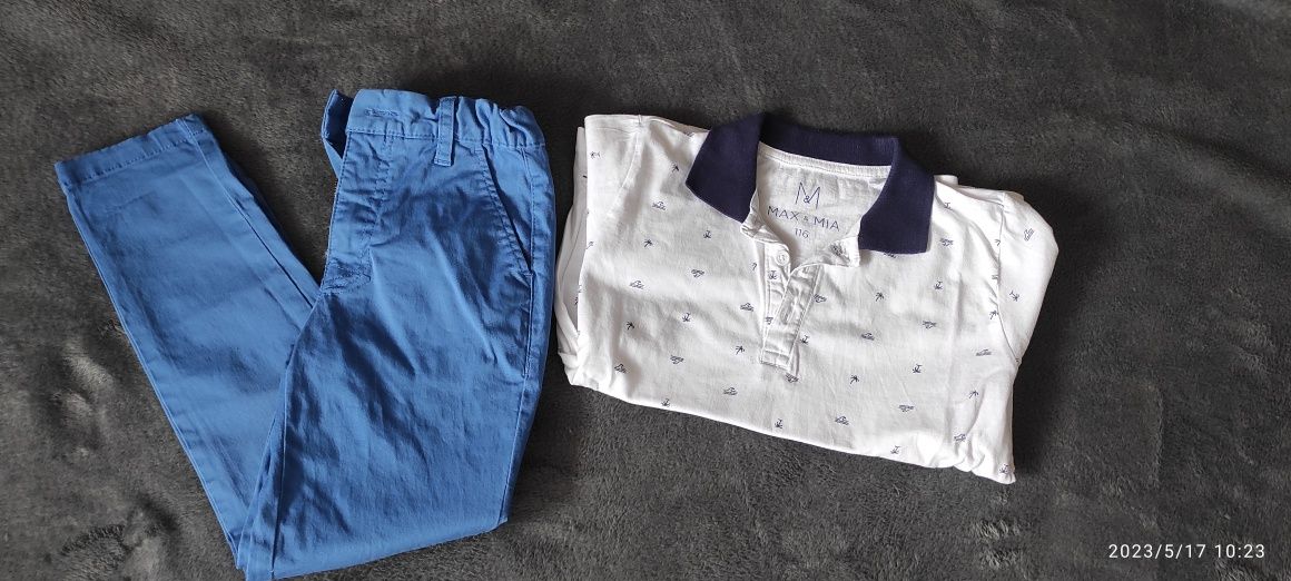 Elegancki zestaw dla chłopca spodnie + koszulka polo 116 smyk, 5.10.15