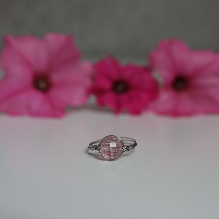 Pierścionek handmade z kulką kryształową