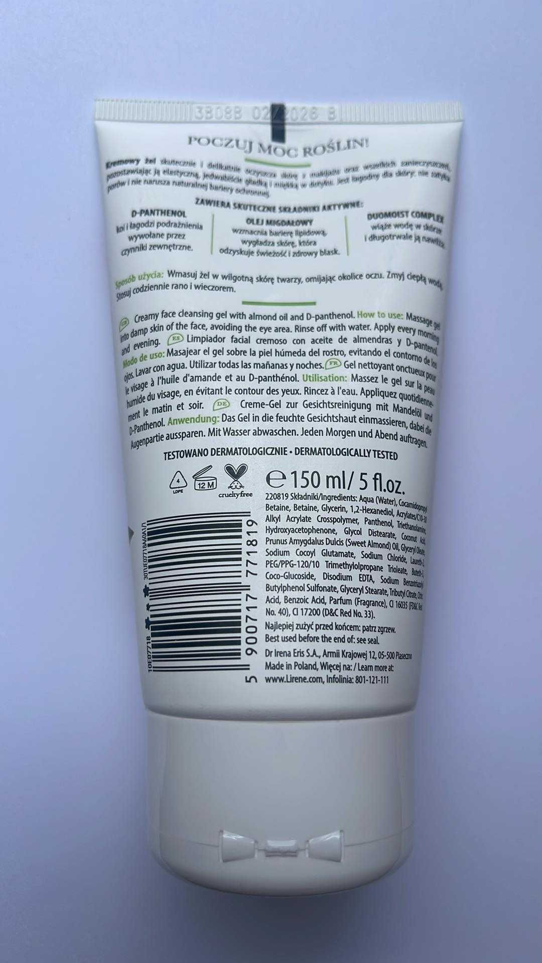 Kremowy żel myjący Lirene Power Of Plants Almond 150 ml, nowy