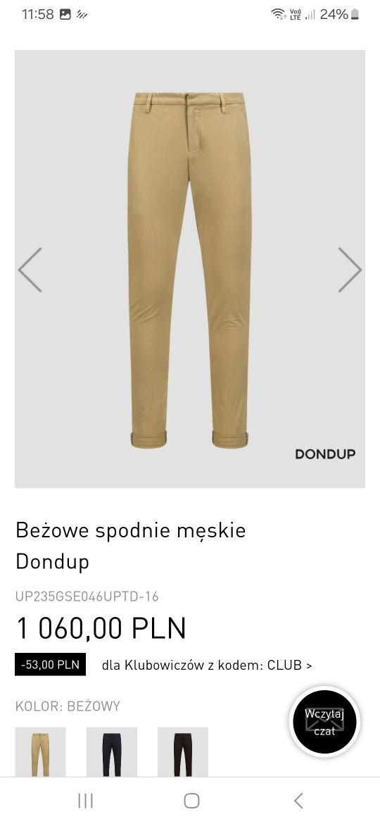 Spodnie męskie Dondup beżowe 34