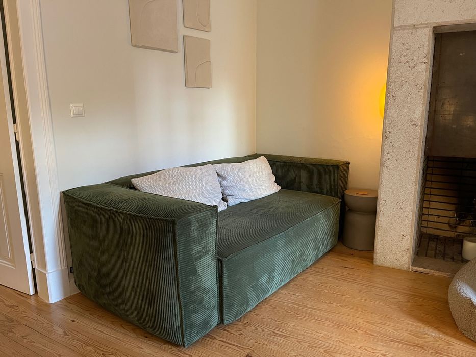 Blok 2-seater sofa in thick green corduroy, 210cm From Kave Home