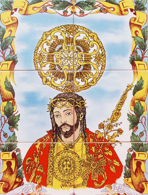 NOVO Painel Azulejos SENHOR SANTO CRISTO 45cm x 30cm Imagem Sto Açores