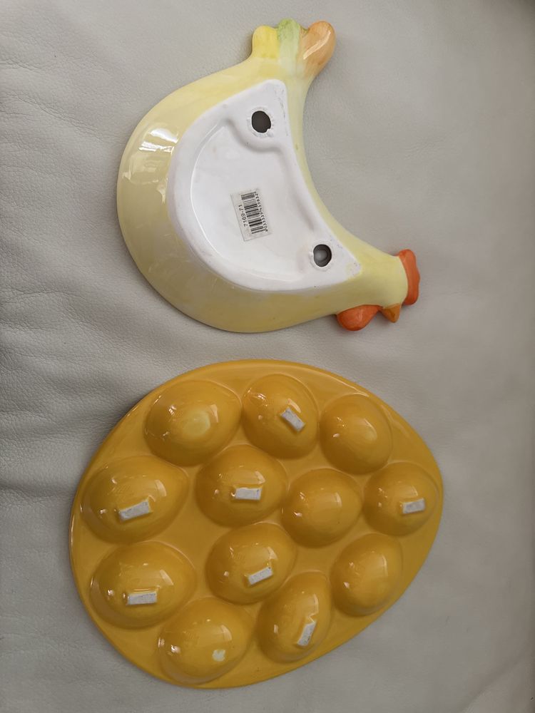 Home&you talerz na jajka z ceramiki kurka i jajko ceramiczne