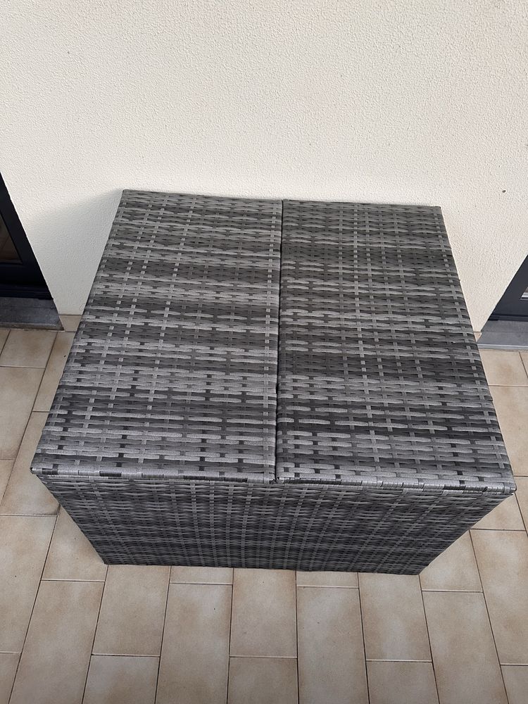 Caixa de arrumação para jardim 291L vime - cinza