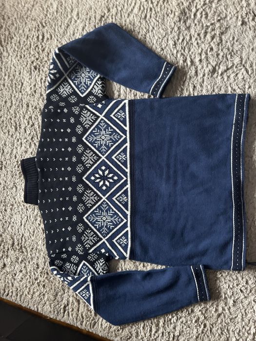 Sweter w norweskie wzory z podszewką gruby ciepły męski roz.L