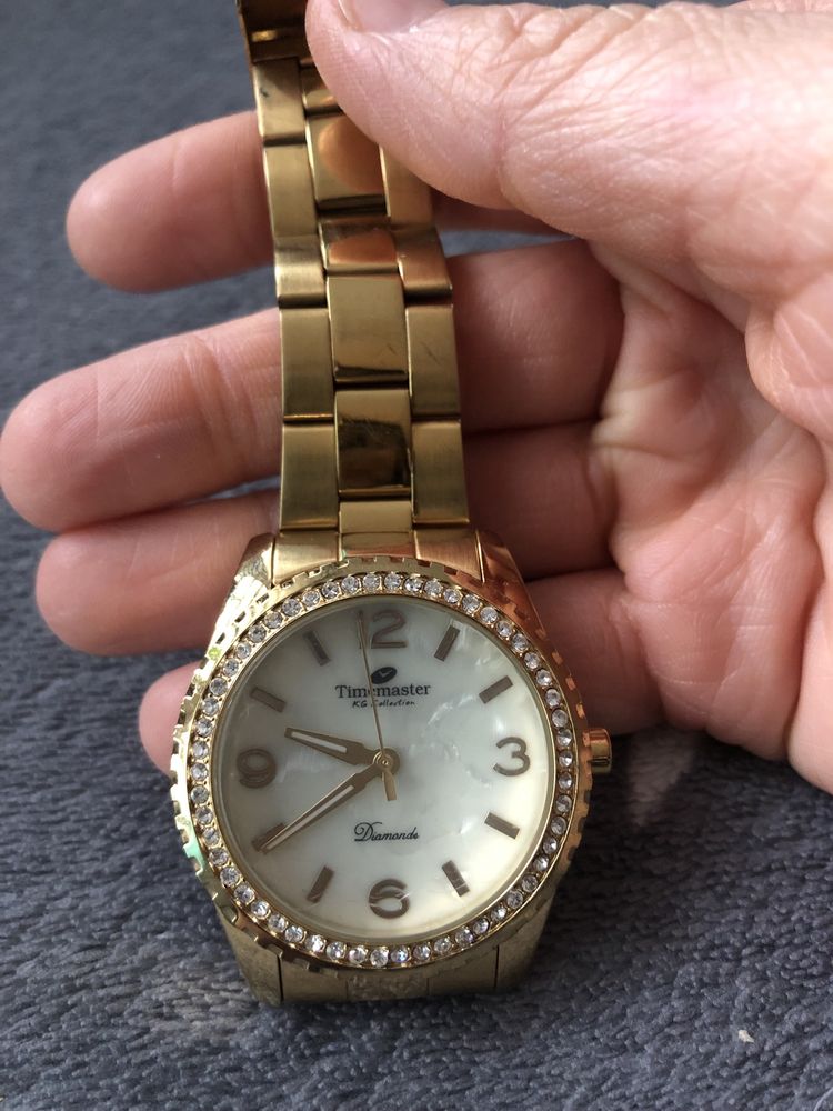 Zegarek damski zloty Timemaster z cyrkoniami na bransolecie