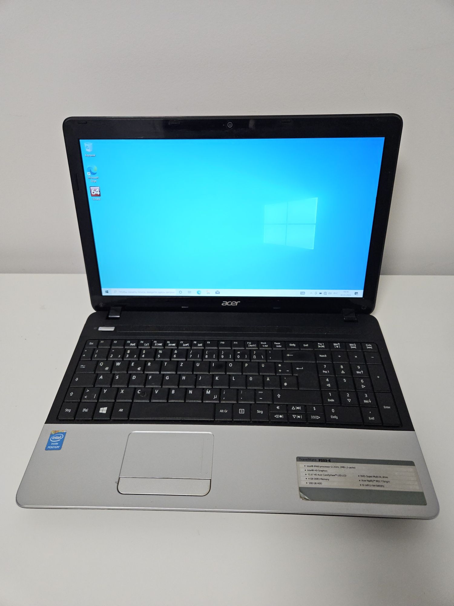 Ноутбук 15.6" Acer P253 Pentium B960/DDR3-4gb/HDD-320gb