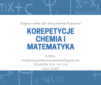 Korepetycje matematyka i chemia stacjonarne i zdalnie