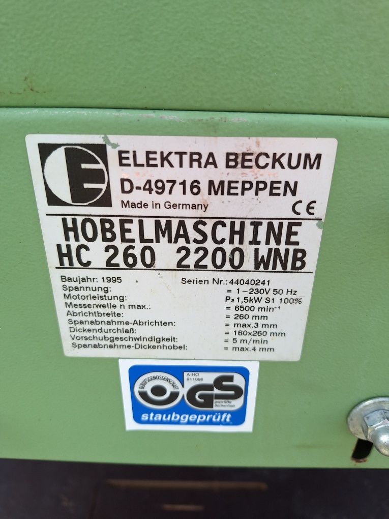 Heblarko Grubościówka Elektra Beckum HC260 2.2kW