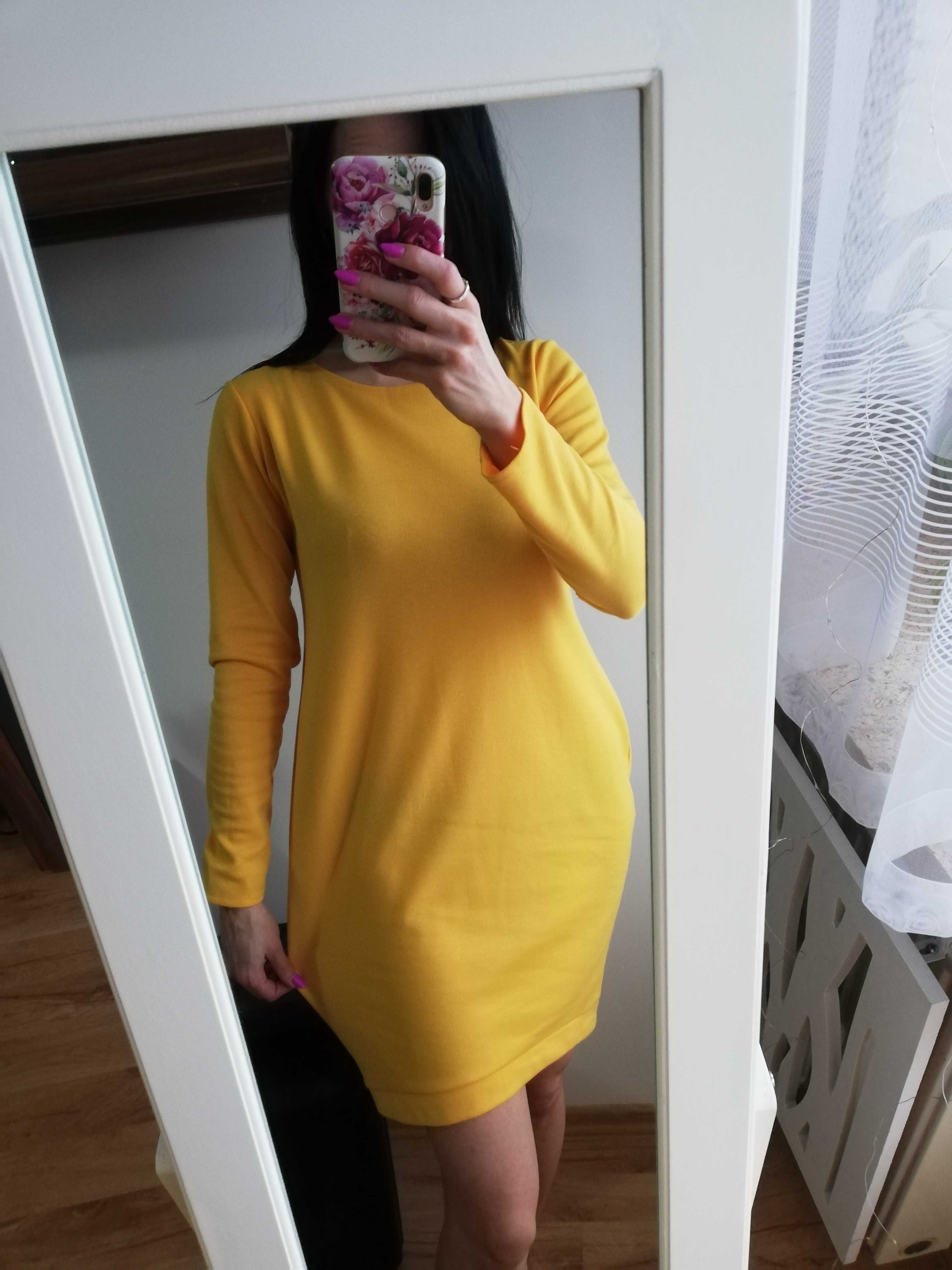 Żółta sukienka materiałowa