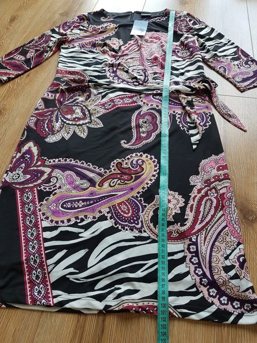 42 XL 40 L Select ! Hermann Lange sukienka kopertowa z wzorem koktajlo