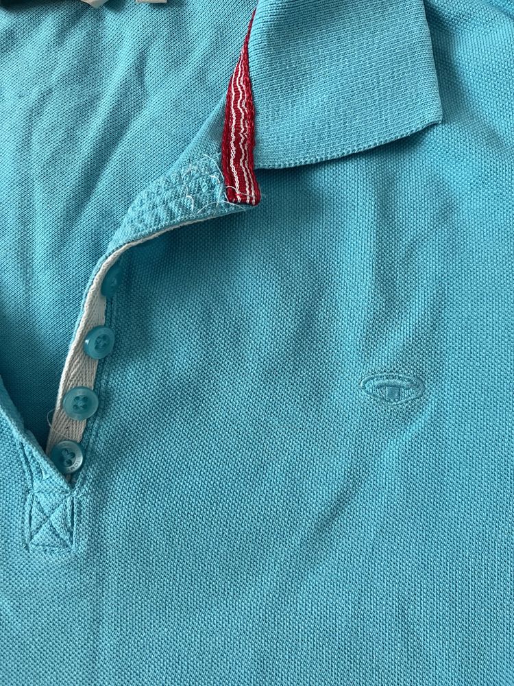 Koszulka polo damska Tom Tailor M 100% bawełna, taliowana, niebieska