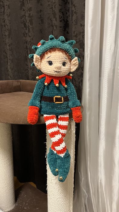 Мʼяка іграшка вʼязана Ельф плюшева (мягкая игрушка вязаная плюшевая)