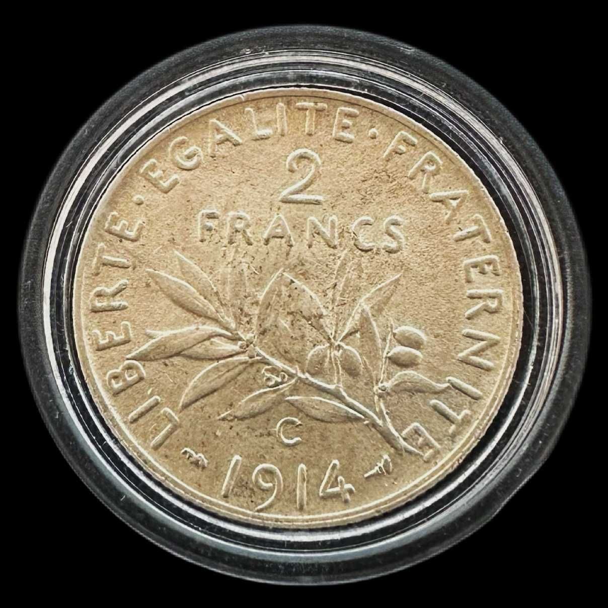 Moeda de 2 Francos - 1914 - Castelsarrasin - França - Prata