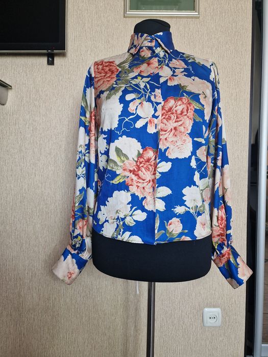 блузка, блуза, рубашка з натурального шовку з об'ємними рукавами