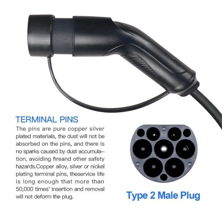 Подарунок зарядний кабель Type2 Type1 7.2kW з Tesla через перехідник