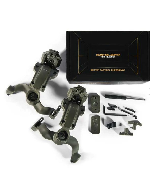 Тактичні навушники Earmor M32 + кріплення на військовий шолом, ліхтар