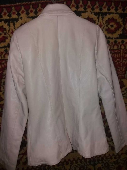 Белый кожаный пиджак, шкіряний піджак, жакет кожа натуральная