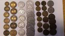 Lote com 43 moedas Francos Franceses
