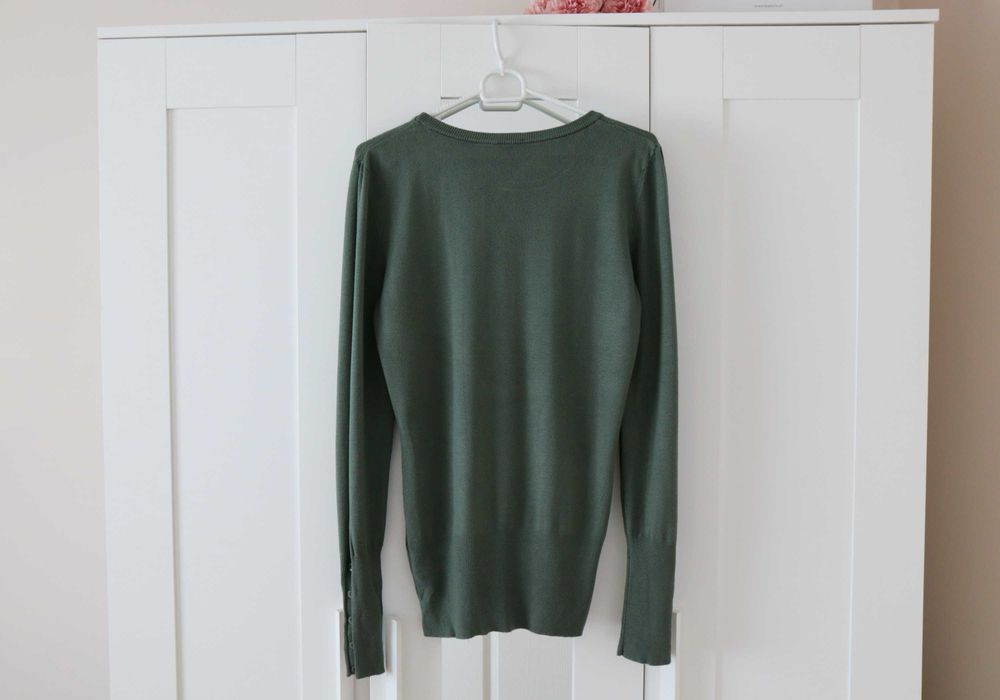 Zielony sweter ESCADA S 36 logowany premium modny desigual okazja