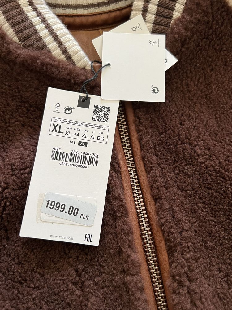 Zara kurtka 1999 zł męska skóra z włosiem ciepła premium skórzana