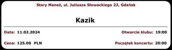 Bilety na koncert Kazika w Gdańsku 11.02.2024