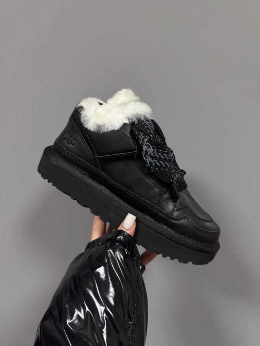 Угги UGG Lowmel Sneaker Leather Black / Уггі Ловмель чорні шкіра