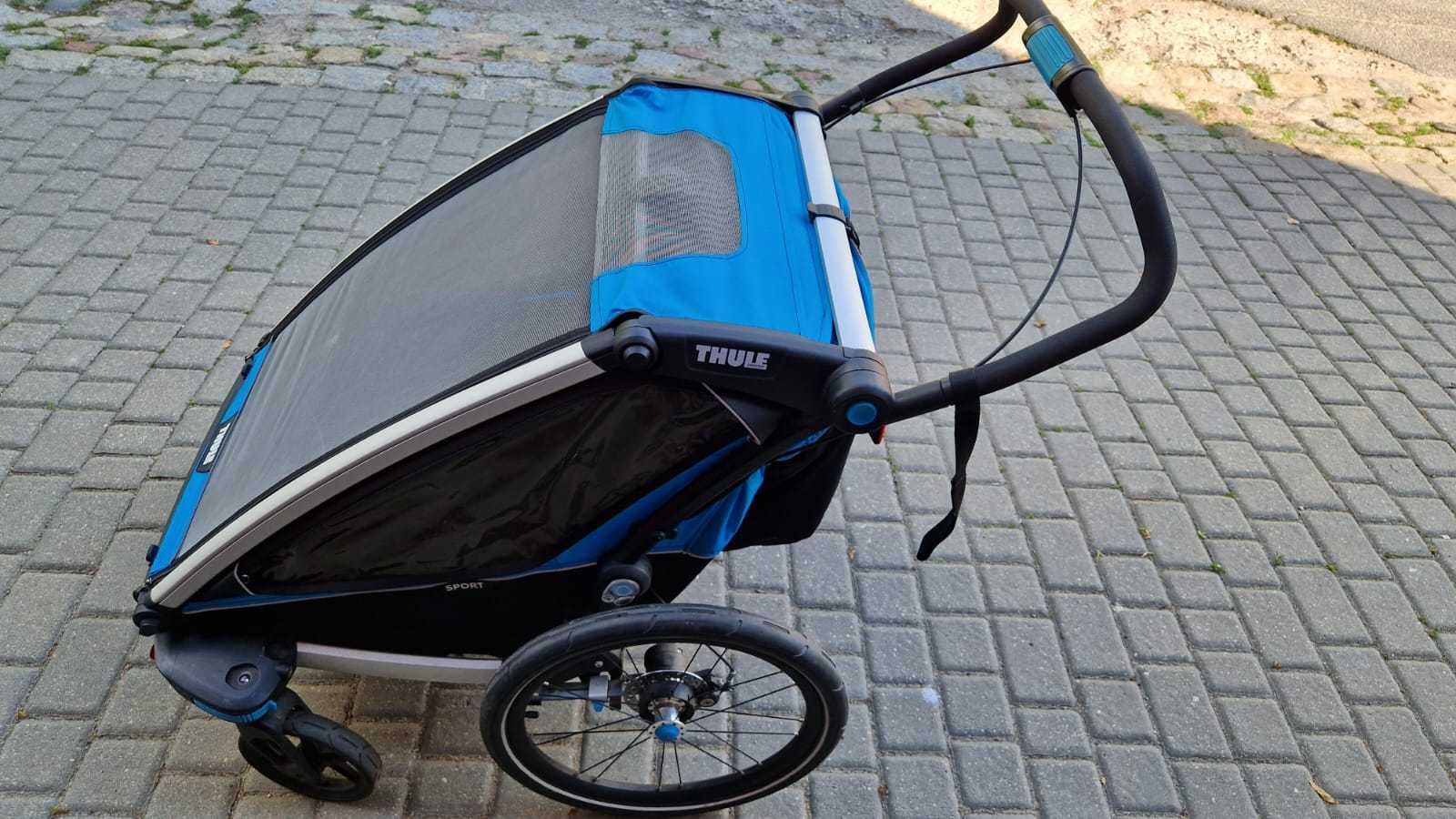 Przyczepka rowerowa Thule Chariot Sport 2  z zestawem nart - stan BDB
