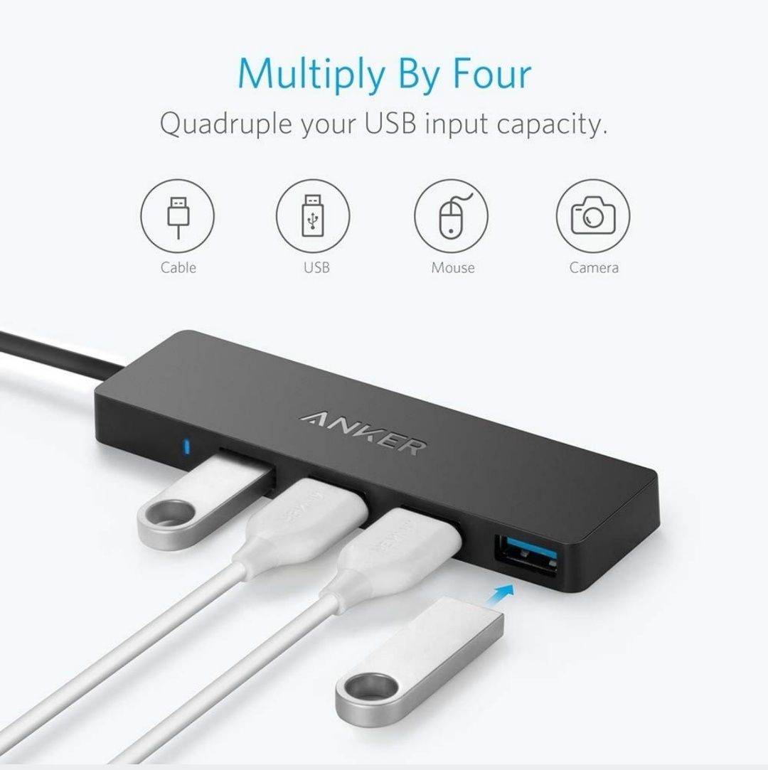 Anker AK-A7516 Usb Hub, 4 porty, Czarny port łącznik